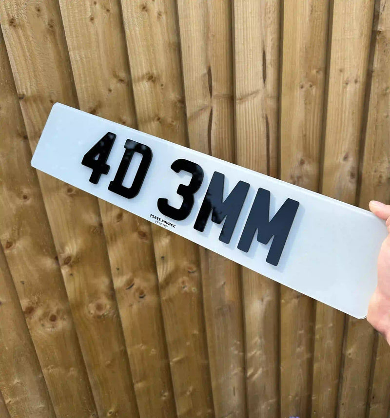 4D front number plate showing a visual representation of the raised digits